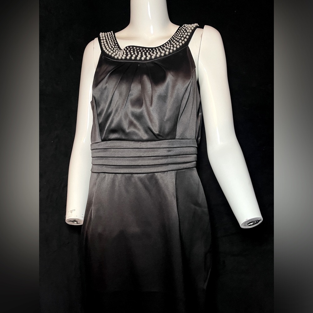 Breakfast at Tiffany’s / Holly Golightly inspired satin dress w/ pearl neckline